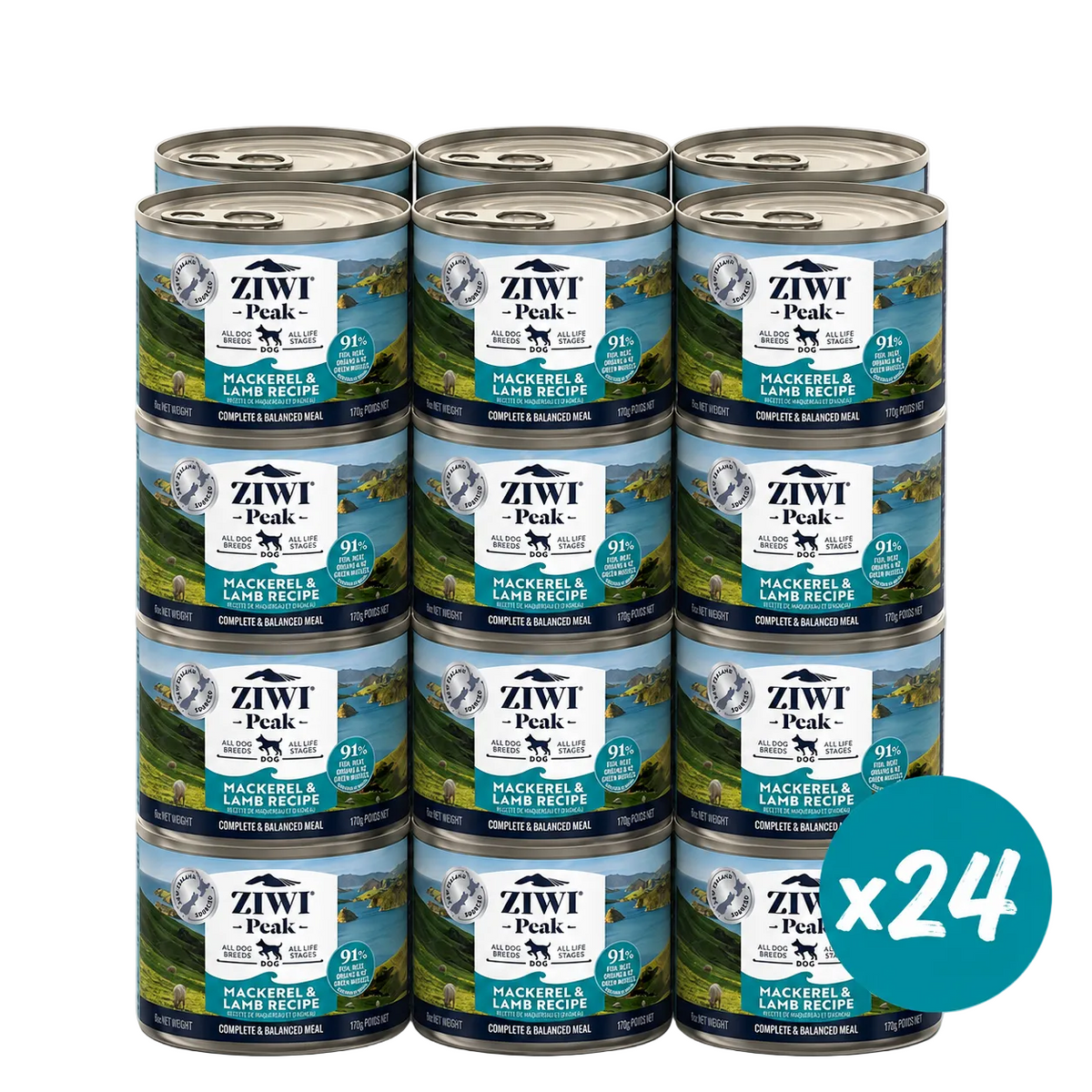 ZIWI Peak Canned Wet Mackerel & Lamb Recipe for Dogs (170g) — Best Before Nov 2027