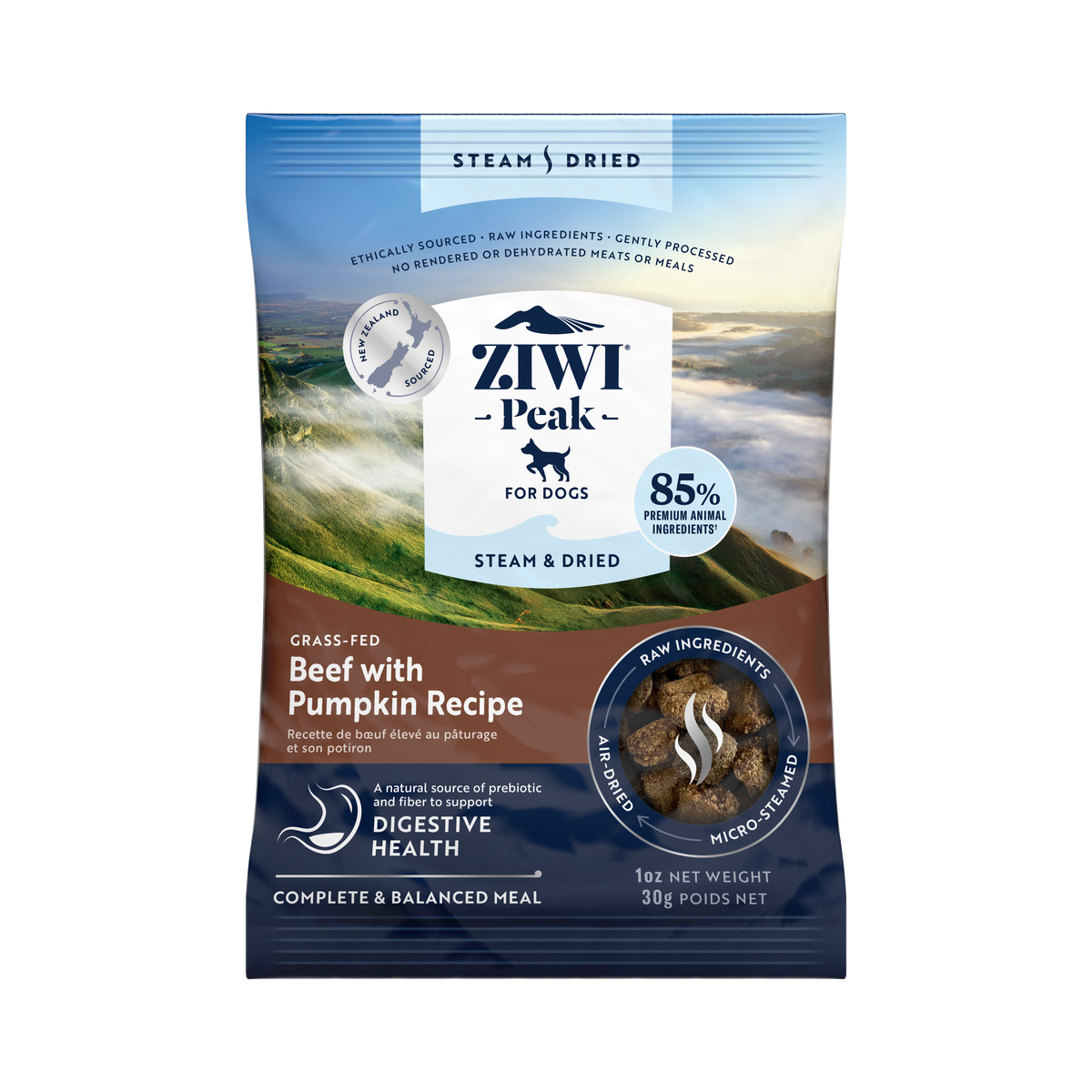 ZIWI Peak Steam & Dried Beef with Pumpkin dog sample pack 30g - front