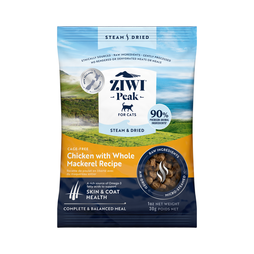 ZIWI Peak Steam & Dried Chicken with Whole Mackerel cat sample pack 30g - front
