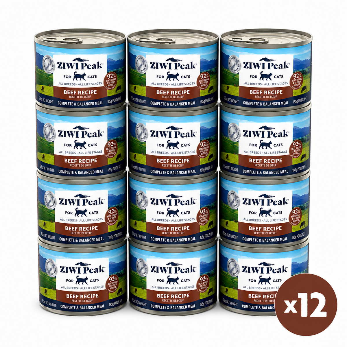 ZIWI Peak Canned Wet Beef Recipe for Cats (185g) - 12 Cans