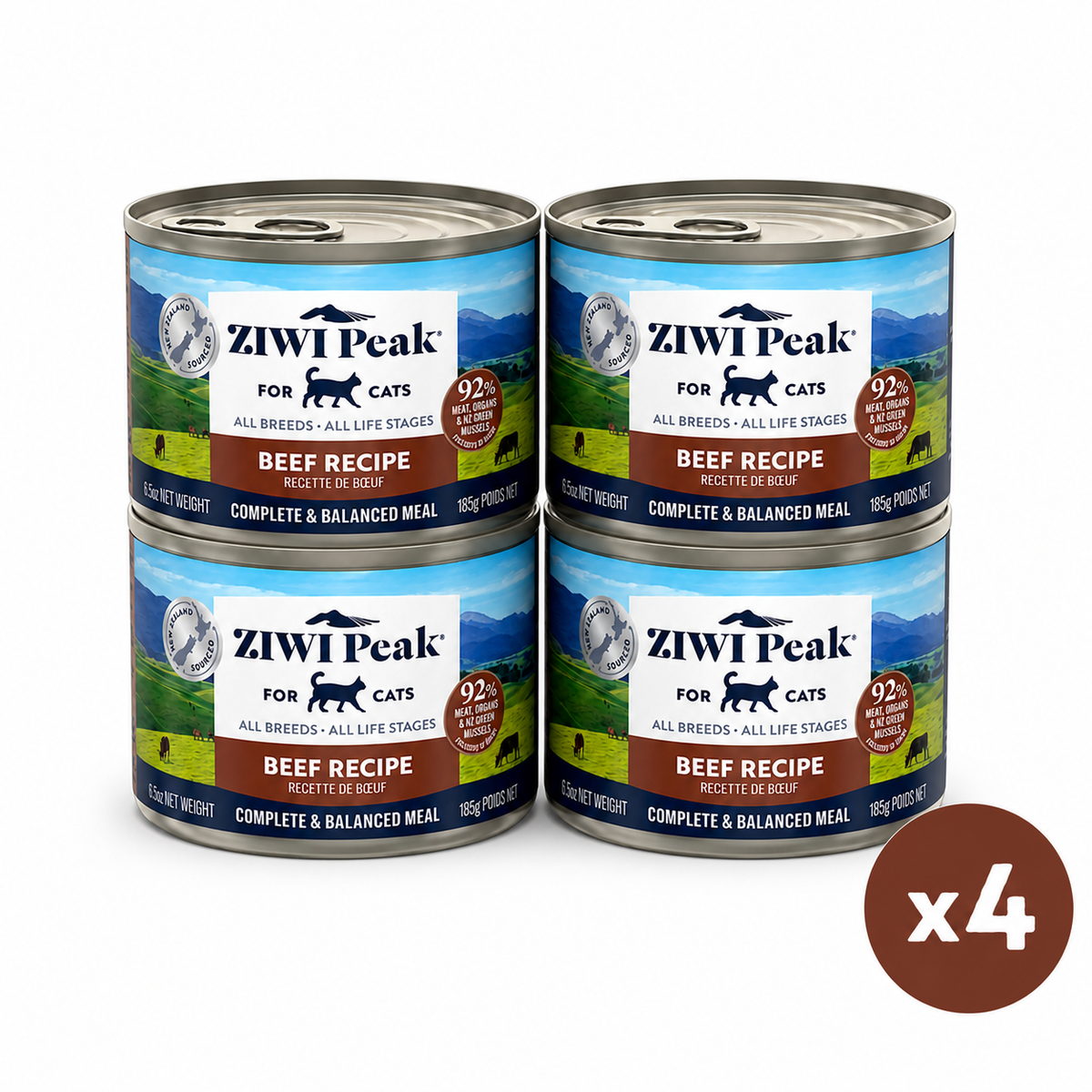 ZIWI Peak Canned Wet Beef Recipe for Cats (185g) - 4 Cans