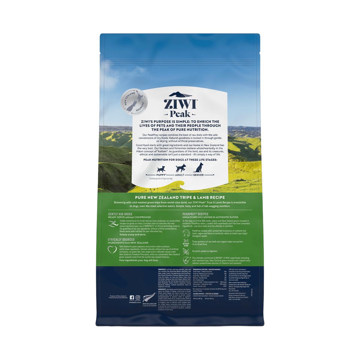 ZIWI Peak ziwi-peak-air-dried-tripe-lamb-dog (2.5kg-back)