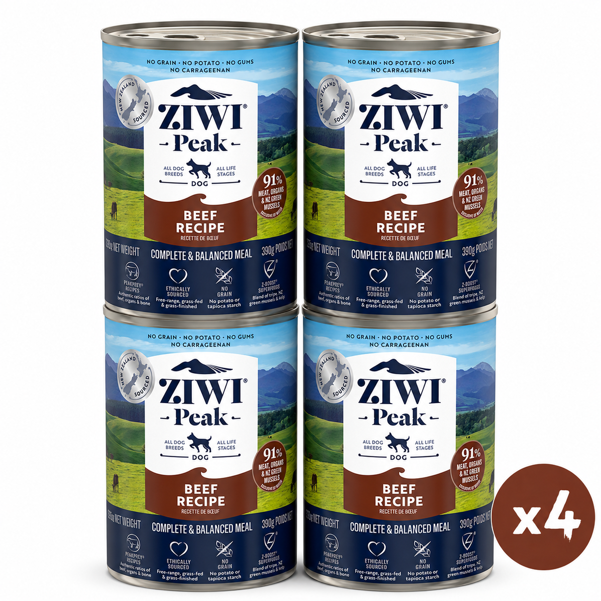 ZIWI Peak Canned Wet Beef Recipe for Dogs (390g) — Best Before Oct 2027