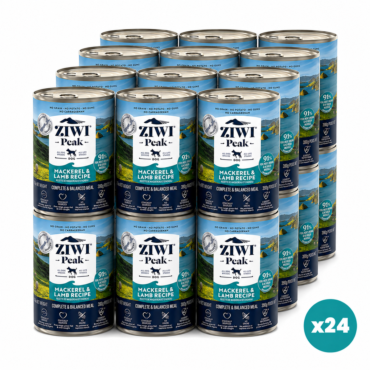 ZIWI Peak Canned Wet Mackerel & Lamb Recipe for Dogs (390g)