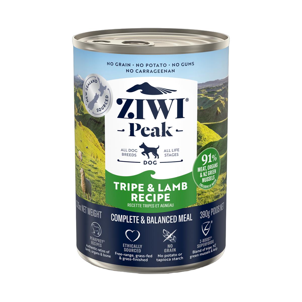 ZIWI Peak Canned Wet Tripe & Lamb Recipe for Dogs (390g)